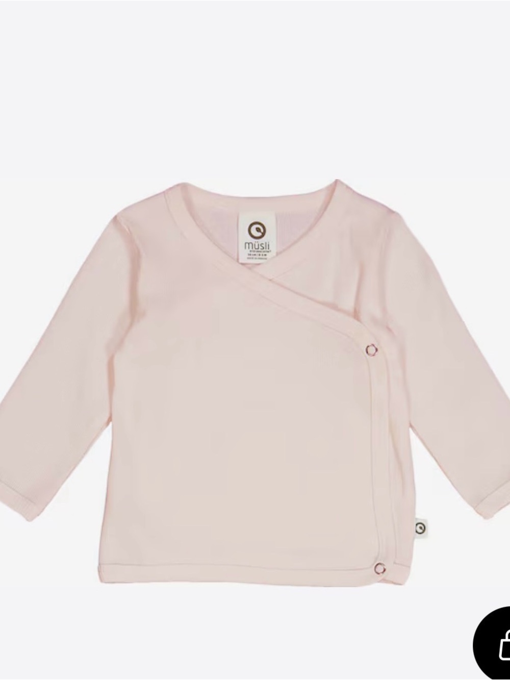 NWT Musli Organic Cotton Baby Pink Ribbed Wrap-Front Long Sleeve Top Cardigan